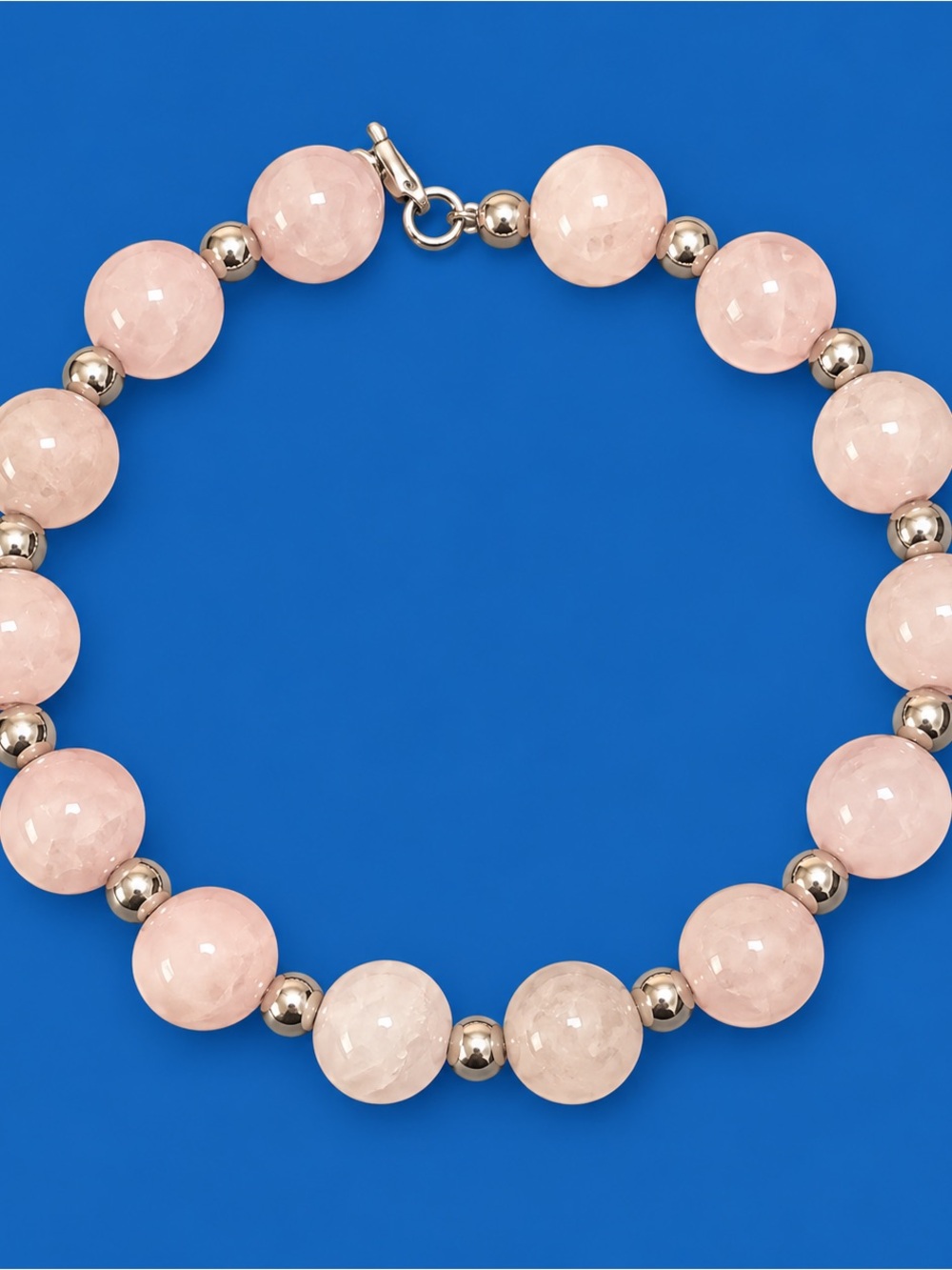 Rose Quartz Beaded Bracelet with Silver Spacers